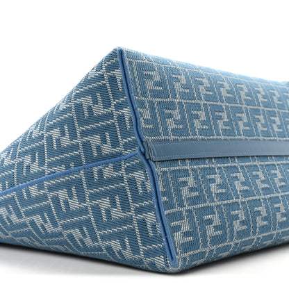 Fendi Pequin Vitello Effettto Denim Jacquard FF Reversible Large Shopping Tote Blue 13 of 16