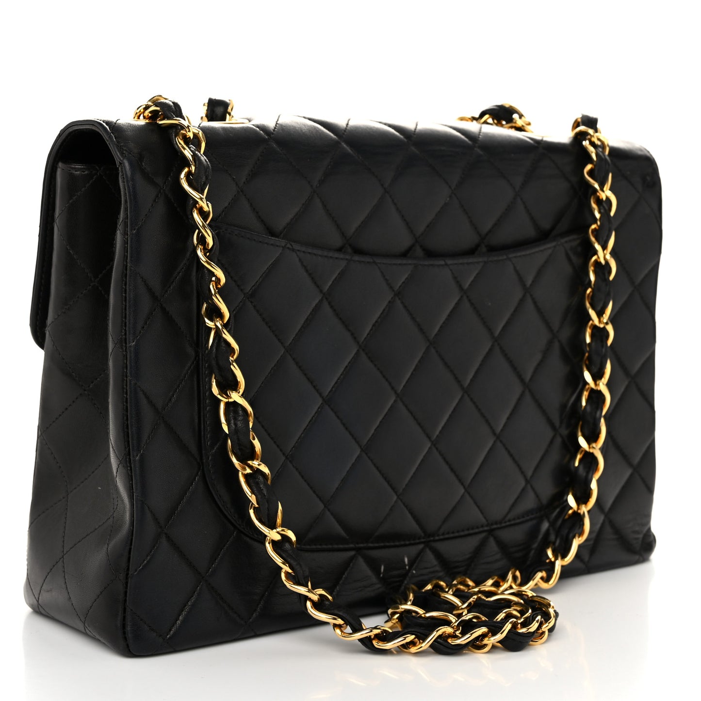 Lambskin Quilted XL Jumbo Single Flap Black