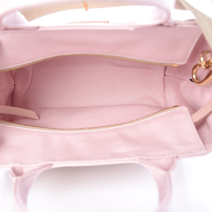 Prada Wicker Canvas Shoulder Bag Pink 7 of 9