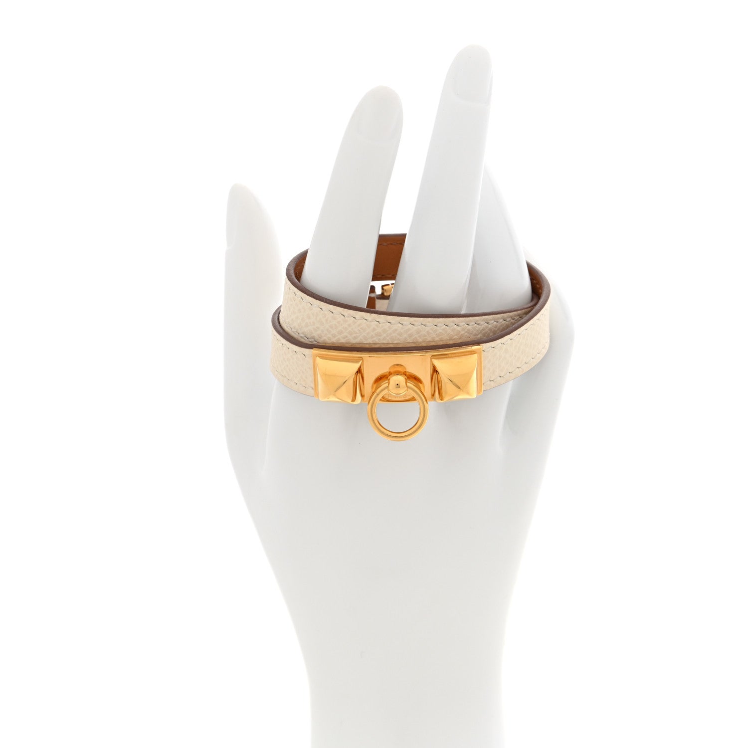 Hermes Epsom Kelly Double Tour Bracelet T1 Nata 2 of 6