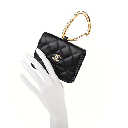 Chanel Lambskin Quilted CC Hook Card Holder Black 2 of 8
