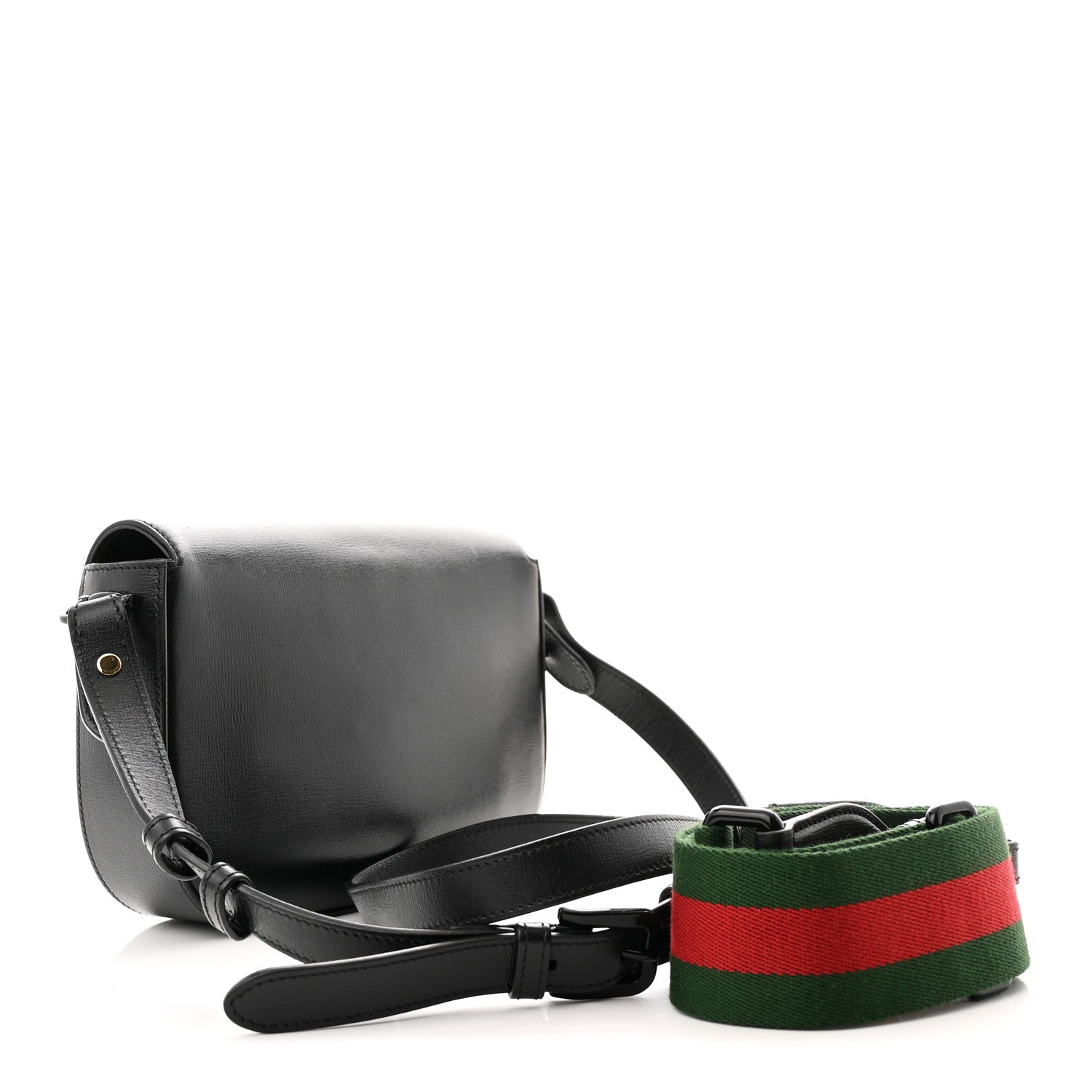 Gucci Azalea Calfskin Web Monochrome Mini Horsebit 1955 Shoulder Bag Black 3 of 10