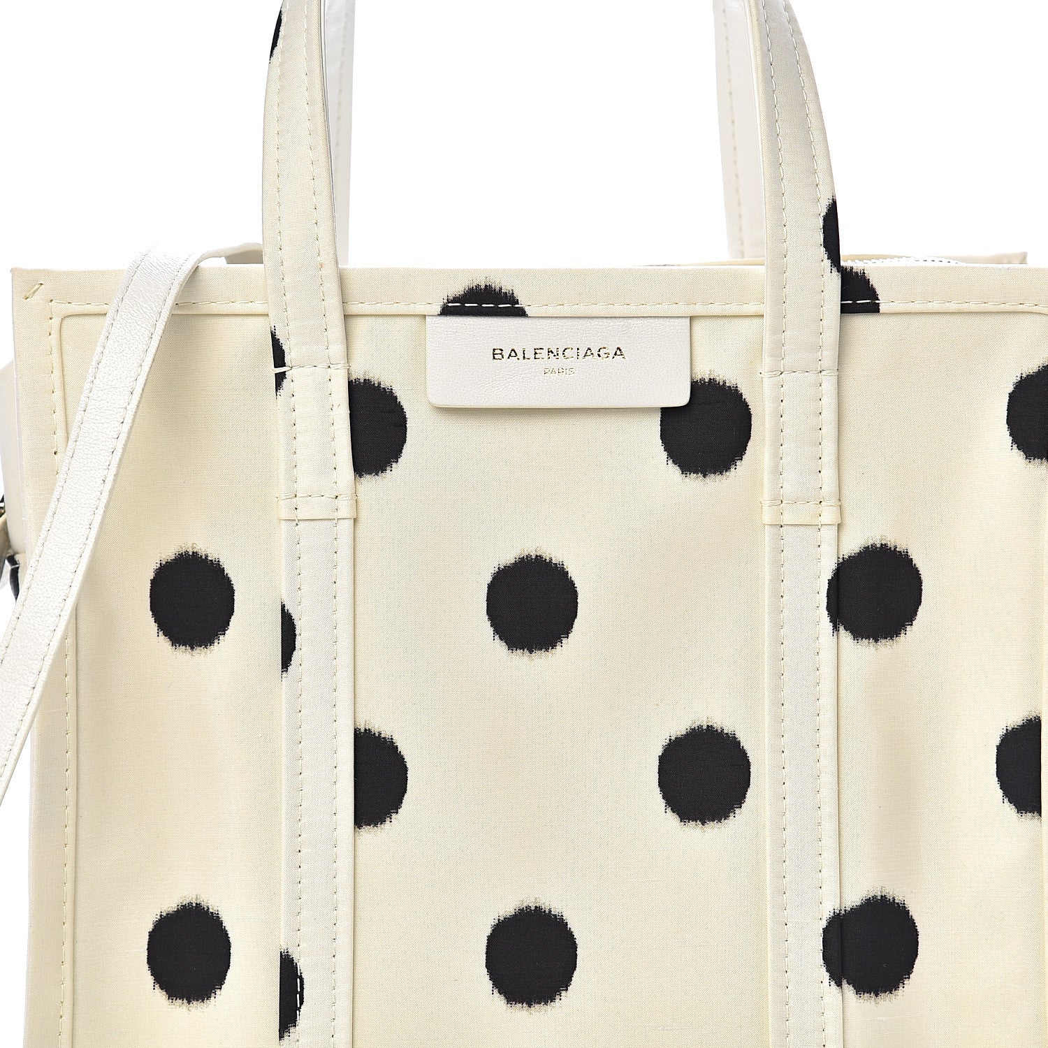 Balenciaga Silk Polka Dot S Bazar Shopper Tote White Black 9 of 9