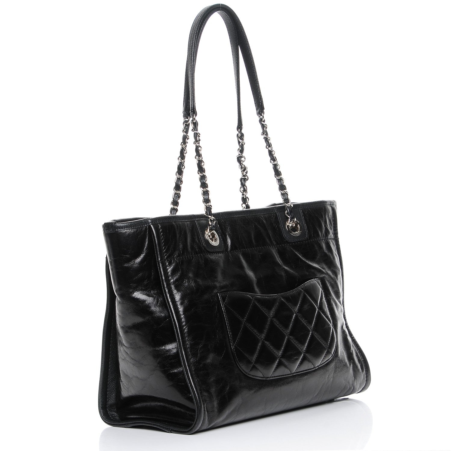 Chanel Glazed Calfskin Small Deauville Tote Black 3 of 8