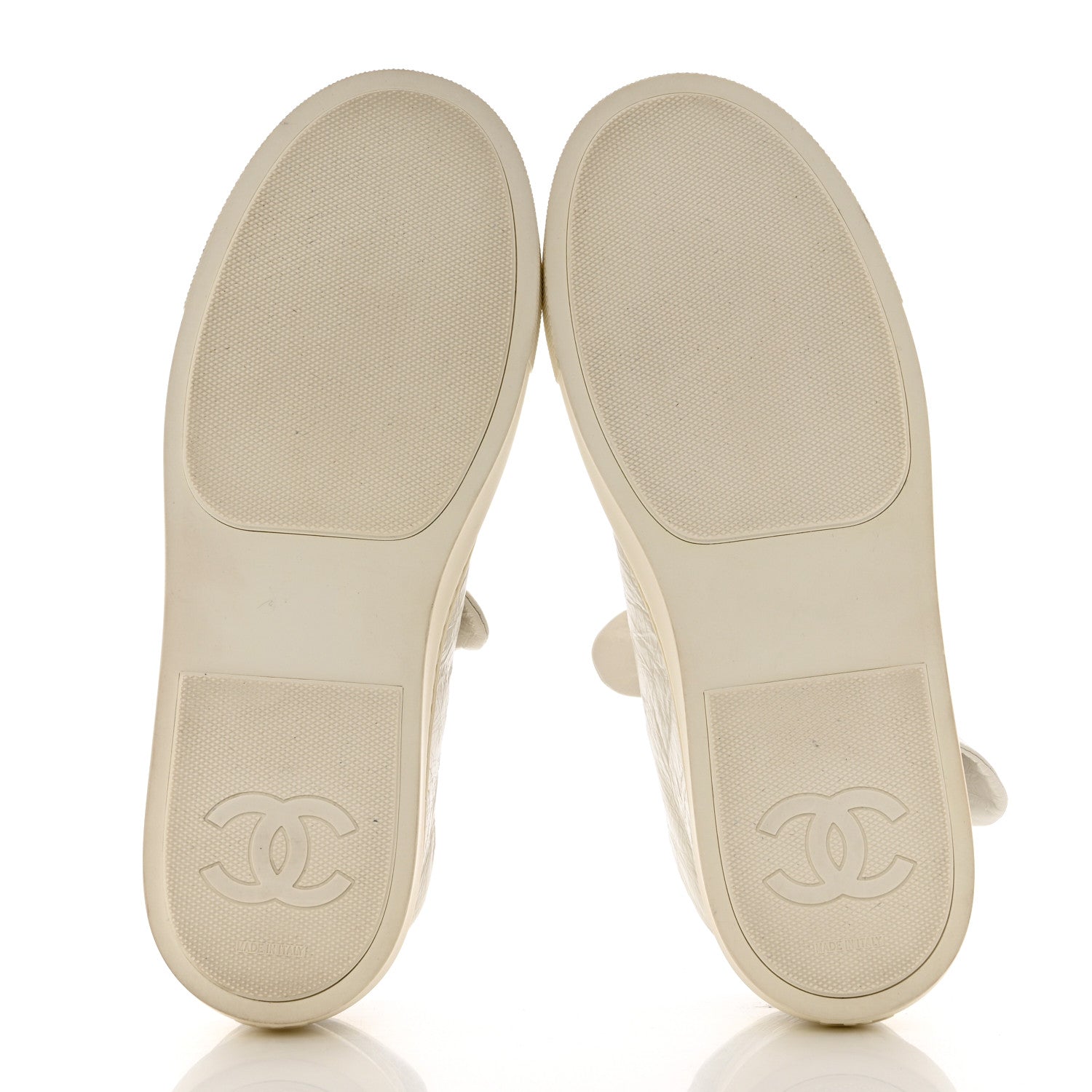 Chanel Crumpled Calfskin Womens CC Bow Sneakers 39.5 White 5 of 10