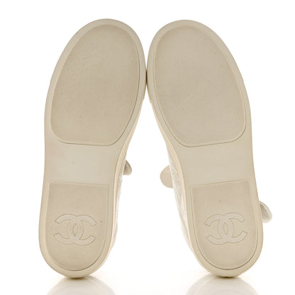 Chanel Crumpled Calfskin Womens CC Bow Sneakers 39.5 White 5 of 10