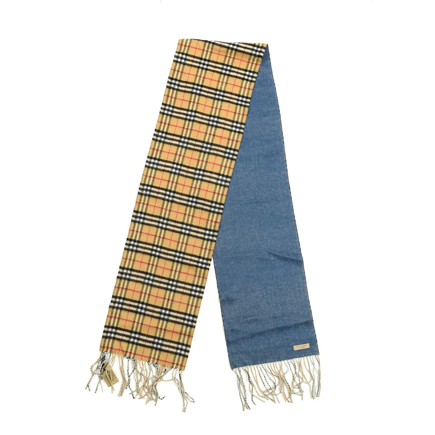 Cashmere Vintage Check Reversible Scarf Stone Blue