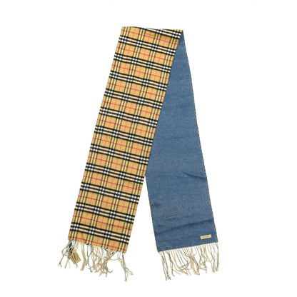Burberry Cashmere Vintage Check Reversible Scarf Stone Blue 2 of 3
