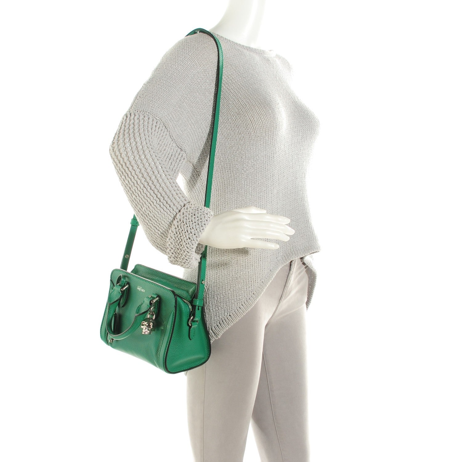 Alexander McQueen Pebbled Calfskin Mini Padlock Green 2 of 7