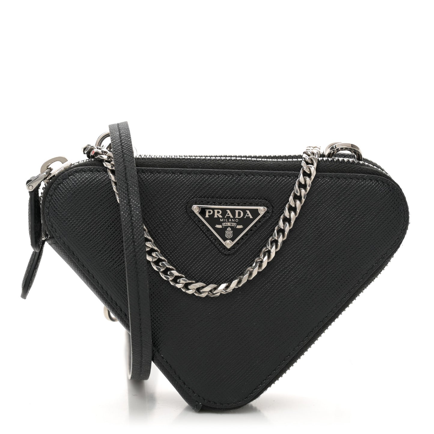 Saffiano Mini Triangle Crossbody Pouch Black