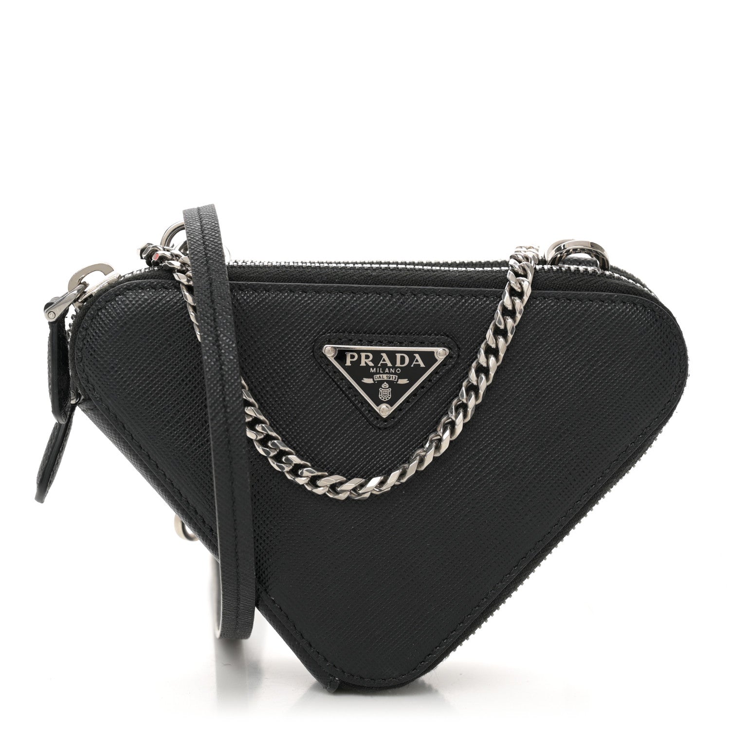 Prada Saffiano Mini Triangle Crossbody Pouch Black 1 of 12