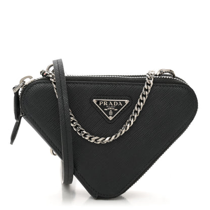 Prada Saffiano Mini Triangle Crossbody Pouch Black 1 of 12