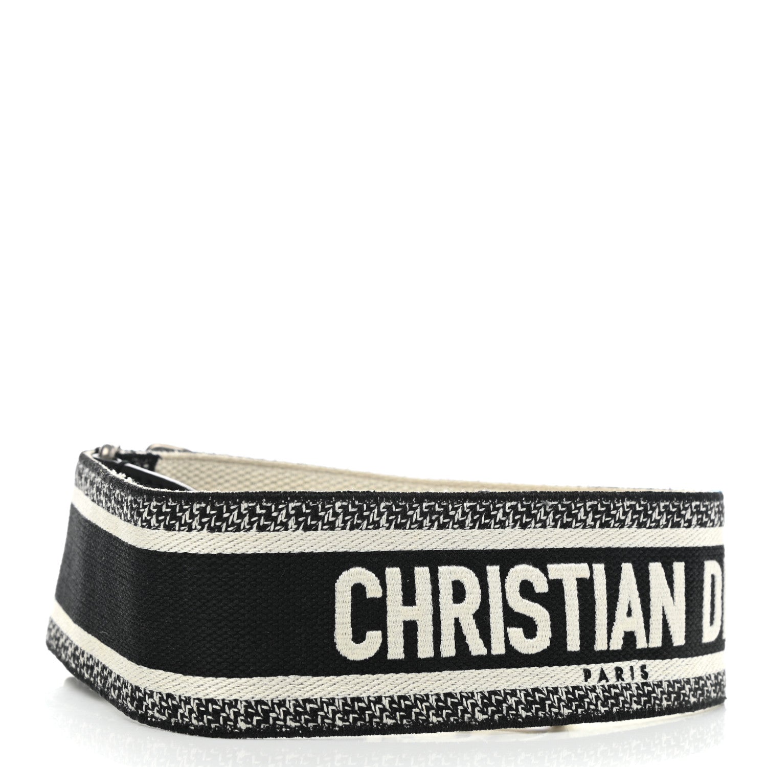 Christian Dior Canvas Embroidered Shoulder Strap Black 2 of 5