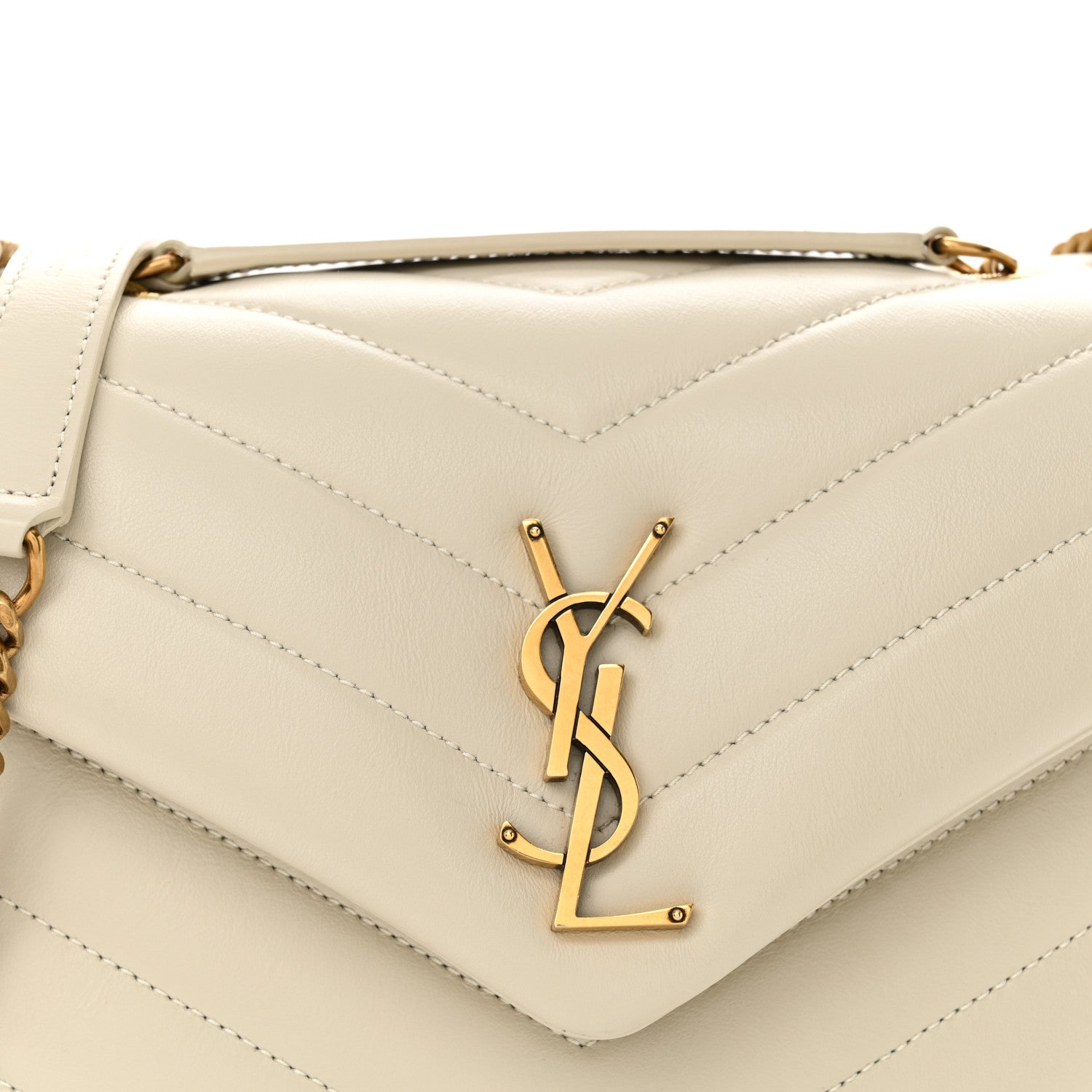 Saint Laurent Calfskin Y Quilted Monogram Small Loulou Chain