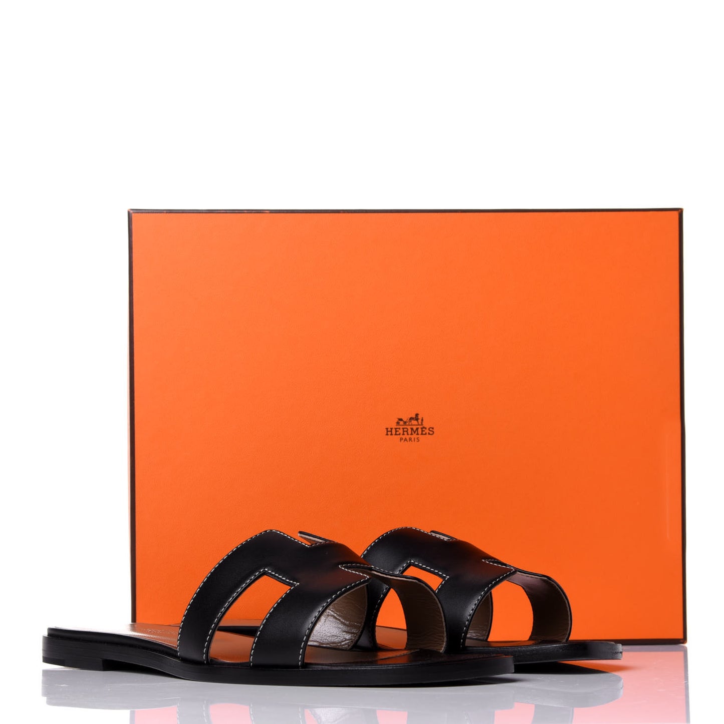 Box Calfskin Oran Sandals 38.5 Black
