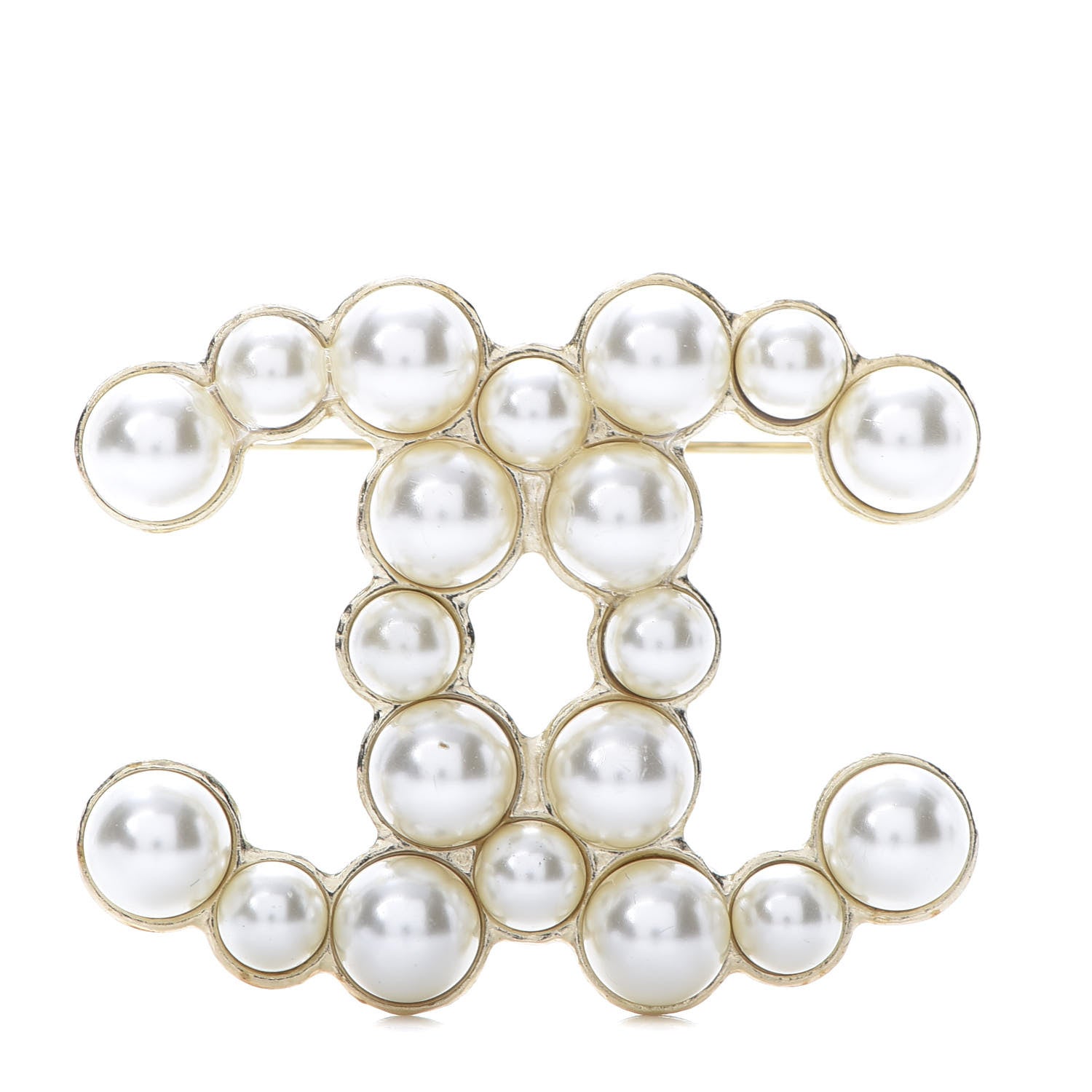 Chanel Pearl CC Brooch Gold Pearly White 1 of 6