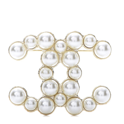 Chanel Pearl CC Brooch Gold Pearly White 1 of 6