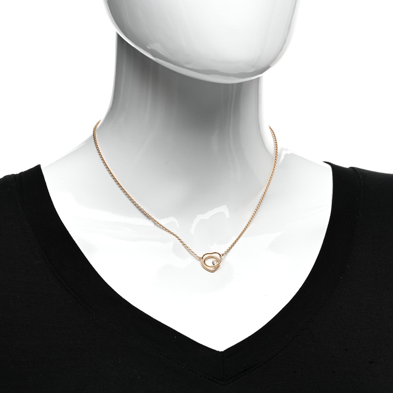 Hermes 18K Rose Gold Diamond TPM Vertige Coeur Necklace ST 2 of 5