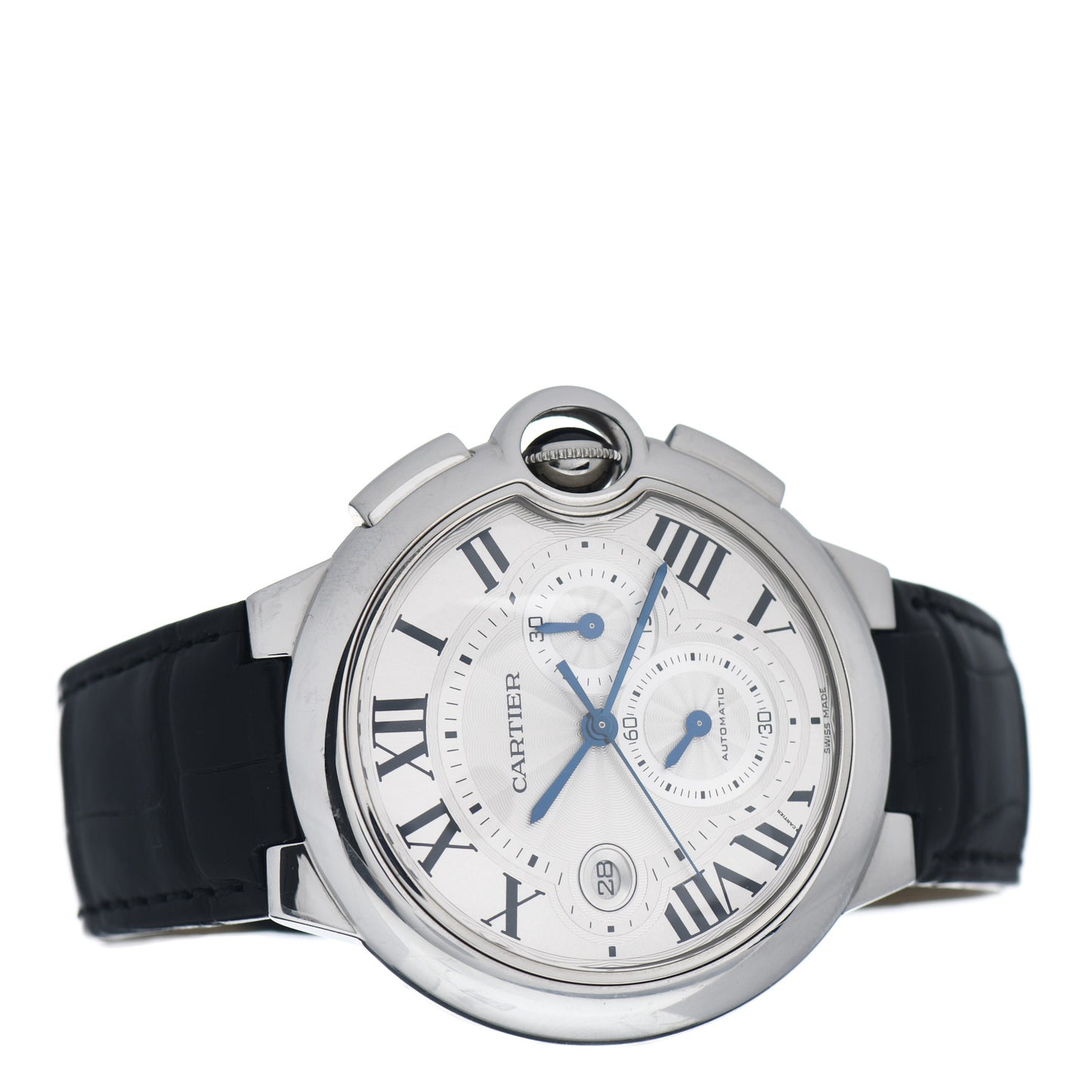 Stainless Steel Alligator 44mm Ballon Bleu De Cartier Chronograph Automatic Watch