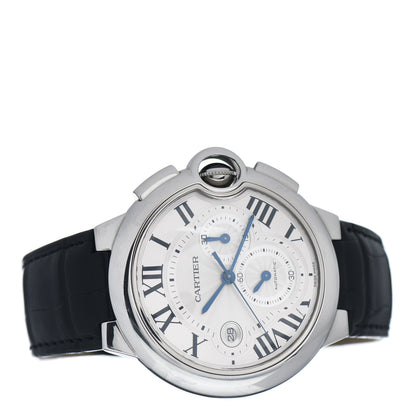 Cartier Stainless Steel Alligator 44mm Ballon Bleu De Cartier Chronograph Automatic Watch 2 of 5