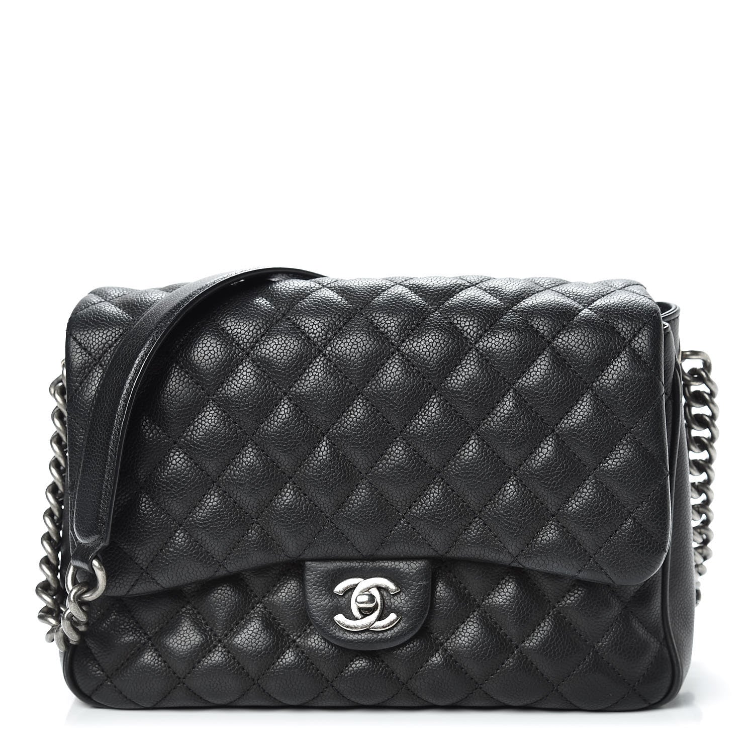 Chanel Caviar Quilted Medium Rock In Rome Single Flap Black 1 of 12