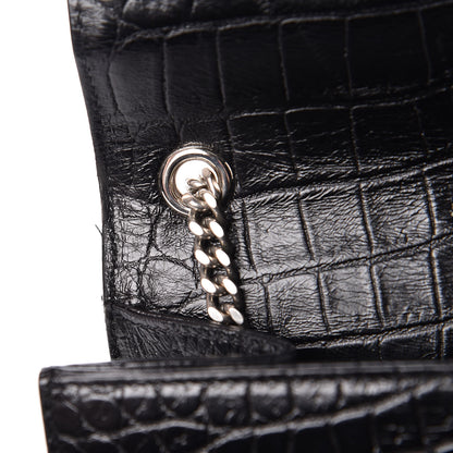 Saint Laurent Calfskin Crocodile Embossed Medium Classic Monogram Kate Tassel Satchel Black 11 of 11