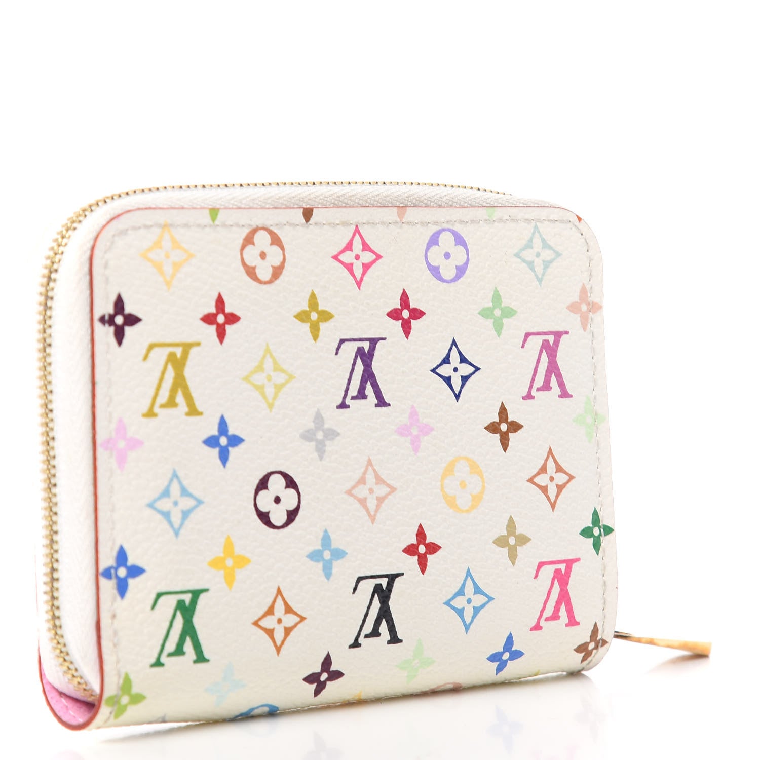 Louis Vuitton Monogram Multicolor Zippy Coin Purse Wallet White Litchi 3 of 9