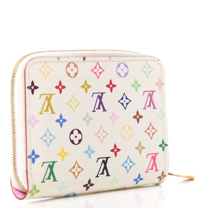 Louis Vuitton Monogram Multicolor Zippy Coin Purse Wallet White Litchi 3 of 9
