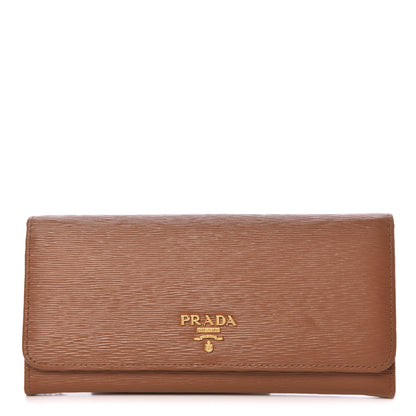 Prada Vitello Move Continental Flap Wallet Caramel 1 of 9