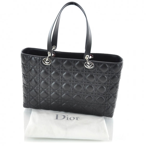 Christian Dior Lambskin Cannage Large Lady Dior Shopper Tote Black 3 of 10