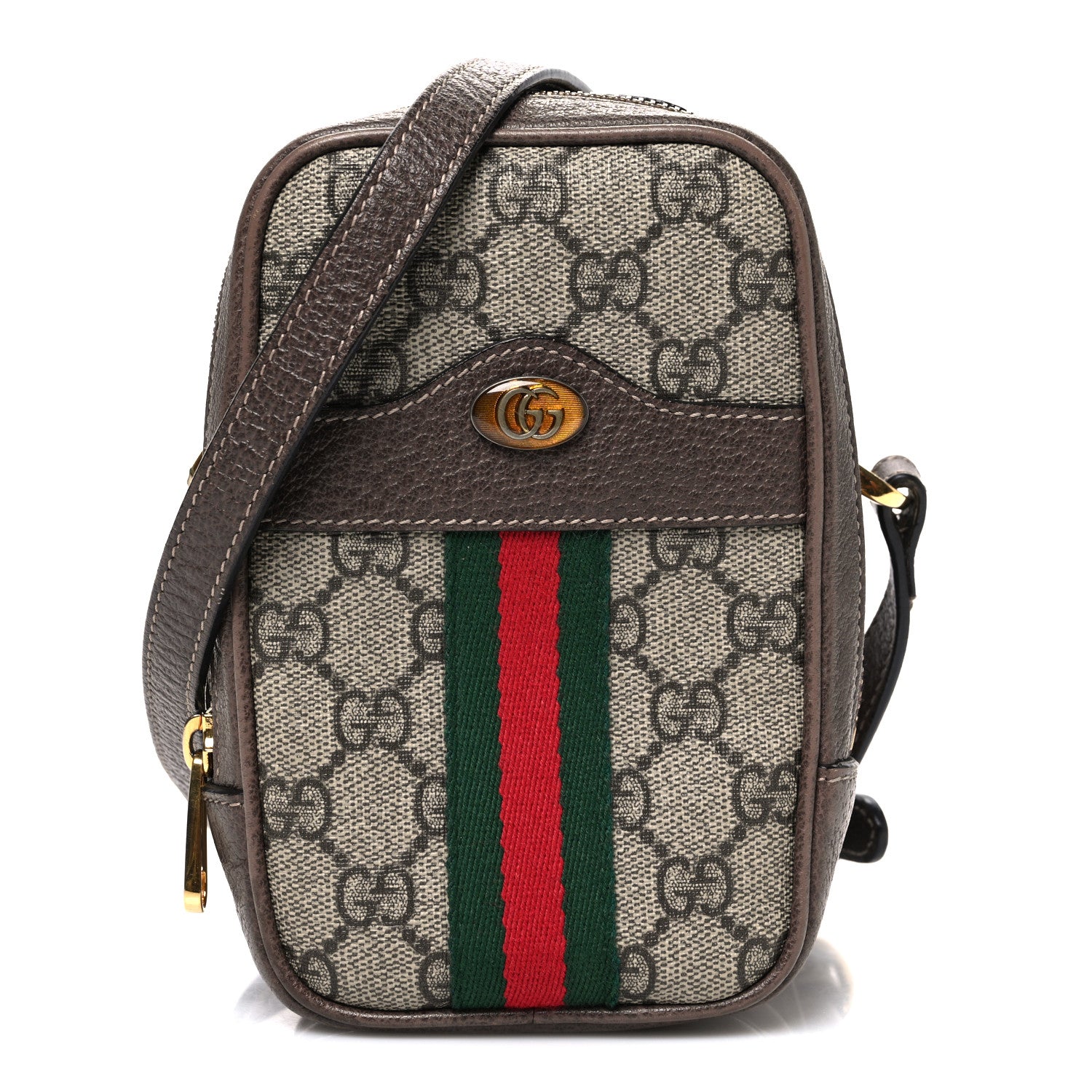 Gucci GG Supreme Monogram Web Mini Ophidia Double Zip Crossbody Bag Beige New Acero 1 of 10
