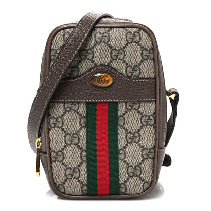 Gucci GG Supreme Monogram Web Mini Ophidia Double Zip Crossbody Bag Beige New Acero 1 of 10