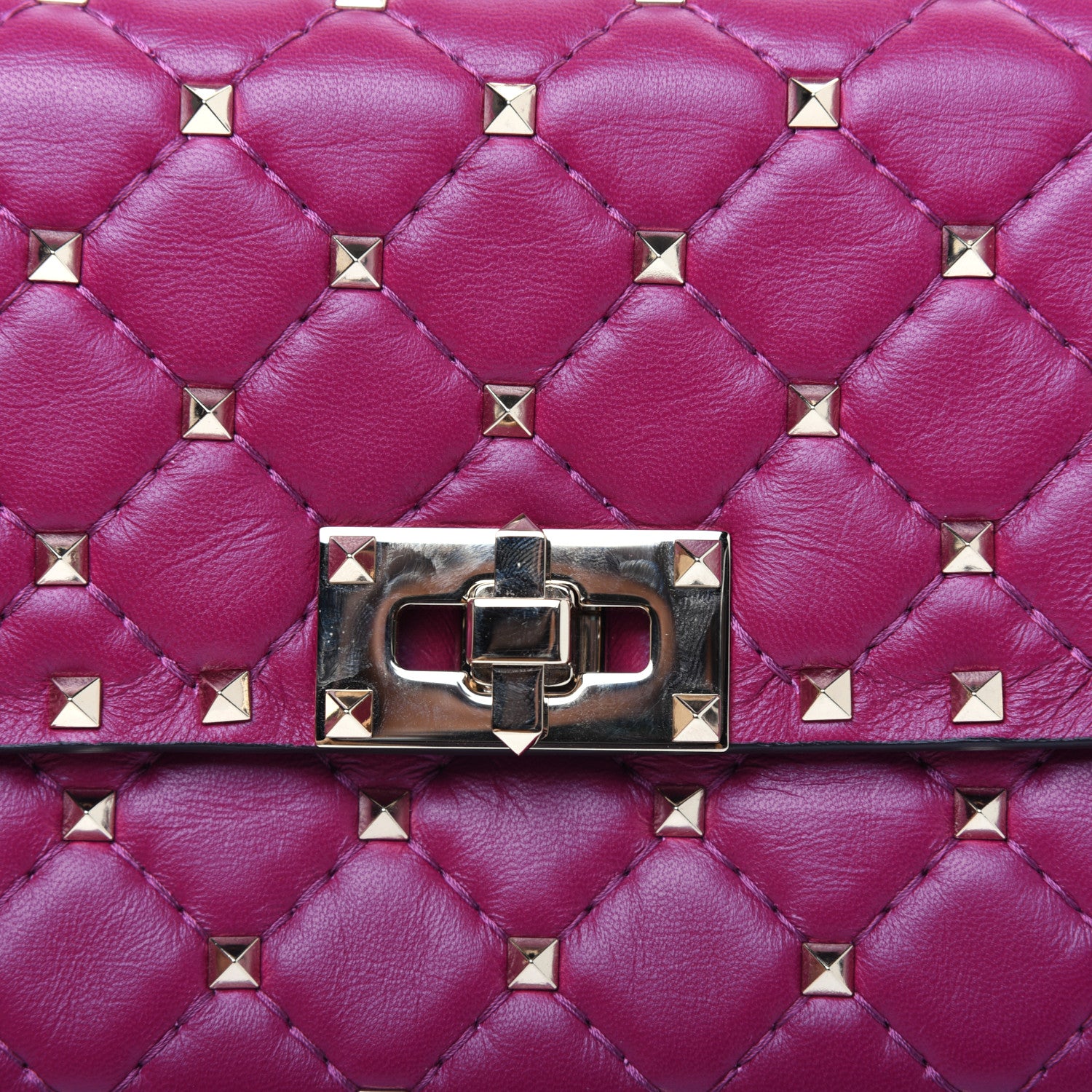 Valentino Garavani Nappa Rockstud Spike Wallet on Chain Raspberry 11 of 13