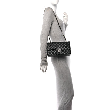 Chanel Lambskin Quilted Medium Double Flap Black Pink 2 of 10
