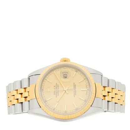 Rolex Stainless Steel 18K Yellow Gold 36mm Oyster Perpetual Datejust Watch Champagne 16233 2 of 4