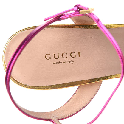 Gucci Metallic Nappa Cork Claudie Platform Sandals 40 Fuchsia Multi 7 of 8