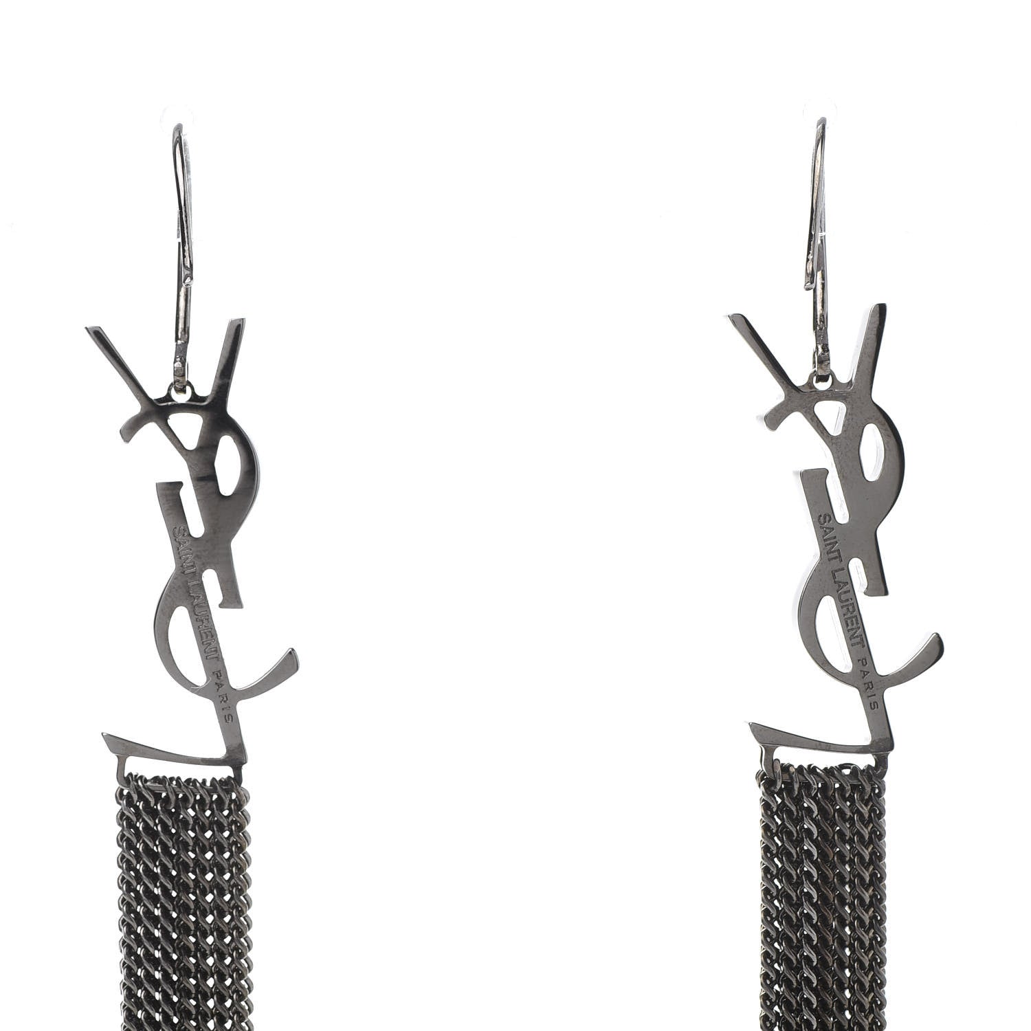 Saint Laurent Brass Monogram Chain Earrings 3 of 5