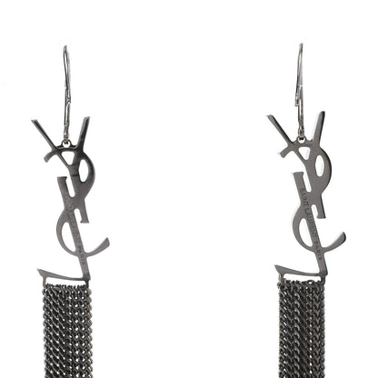 Saint Laurent Brass Monogram Chain Earrings 3 of 5