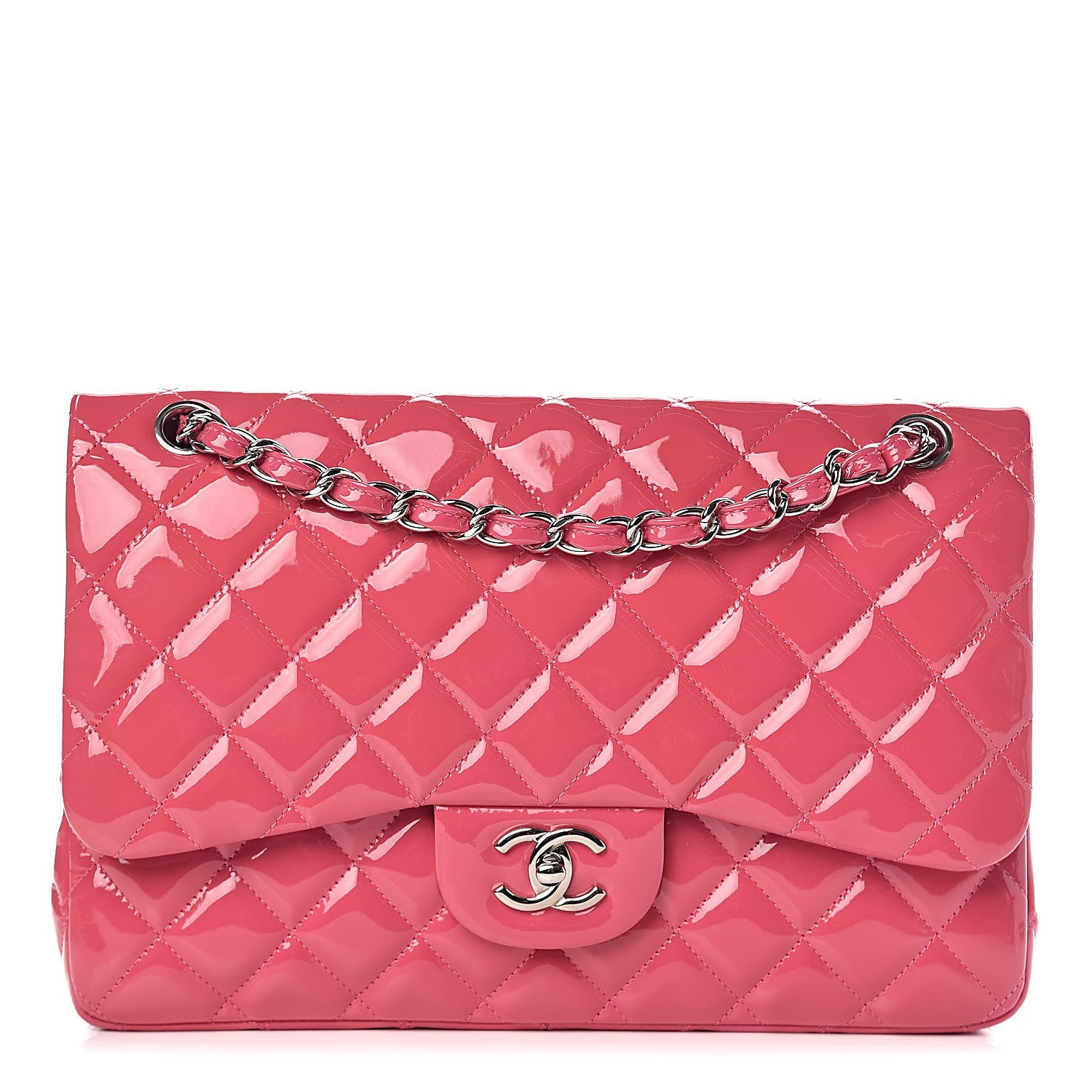 Chanel Patent Quilted Jumbo Double Flap Pink 1 of 11