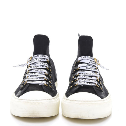 Christian Dior Technical Knit Calfskin Womens Walk'N'Dior High Top Sneakers 38 Black 2 of 9