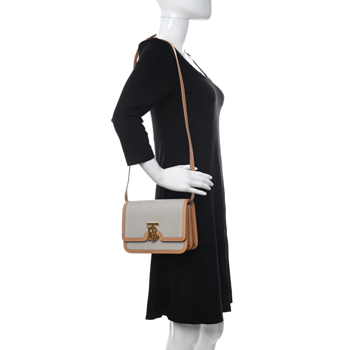 Canvas Calfskin TB Small Bag Soft Fawn