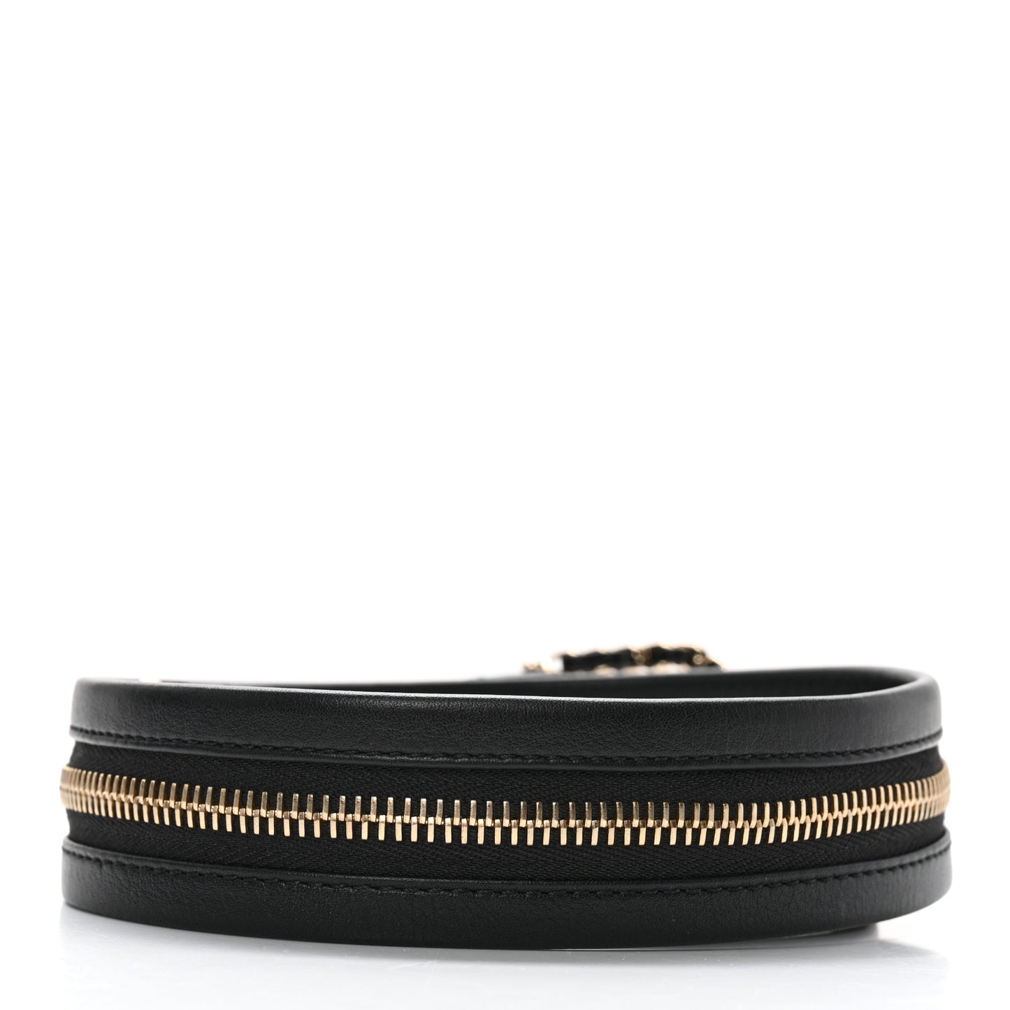 Calfskin Lambskin Zipper Chain CC Belt 65 26 Black