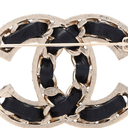 Chanel Lambskin Crystal CC Chain Brooch Black Gold Multicolor 4 of 5