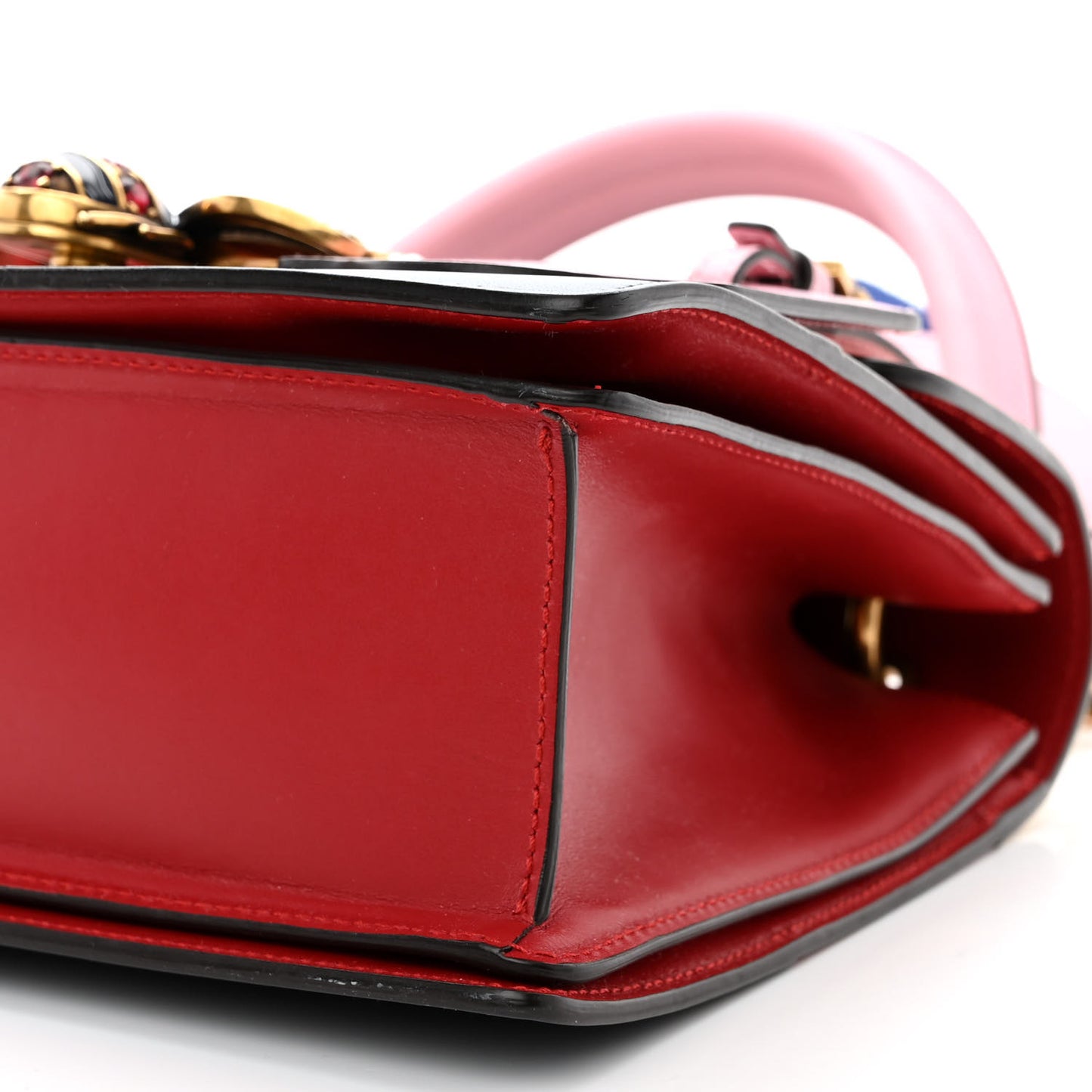 Calfskin Sylvie Web Small Queen Margaret Top Handle Bag Blue Agata Hibiscus Red Mystic White Sugar Pink