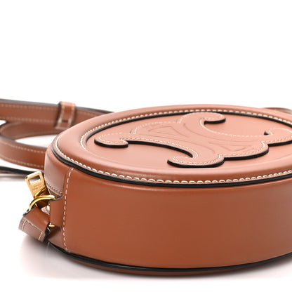 Celine Smooth Calfskin Cuir Small Triomphe Oval Crossbody Purse Tan 8 of 10