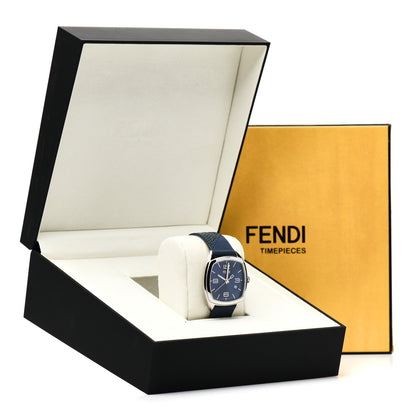 Fendi Stainless Steel Calfskin 39mm Momento Quartz Watch Blue 7 of 7