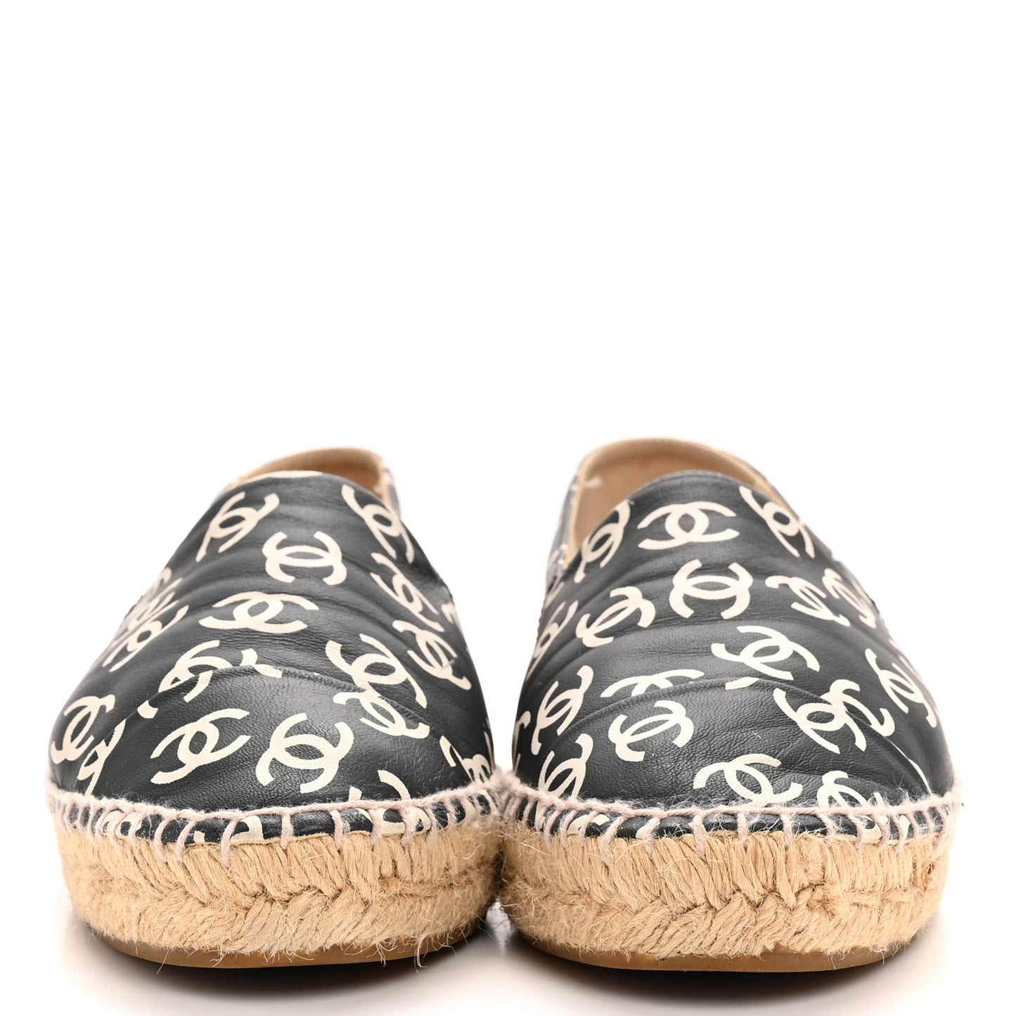Lambskin Printed CC Espadrilles 38 Black White