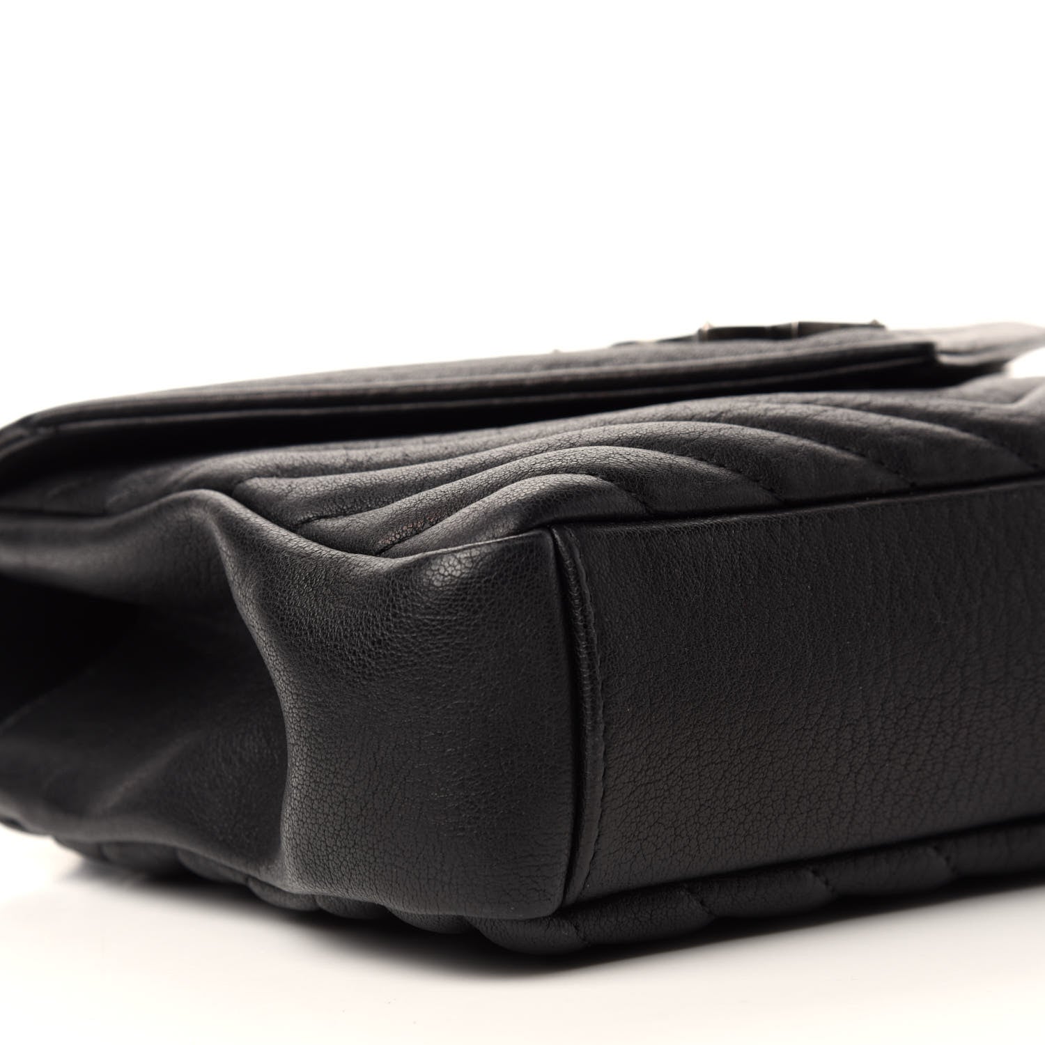 Saint Laurent Sheepskin Matelasse Chevron Monogram Medium College Bag Black 7 of 13