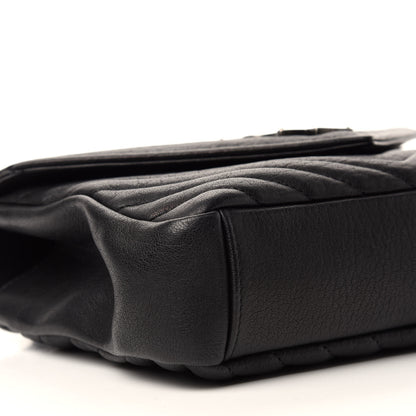 Saint Laurent Sheepskin Matelasse Chevron Monogram Medium College Bag Black 7 of 13
