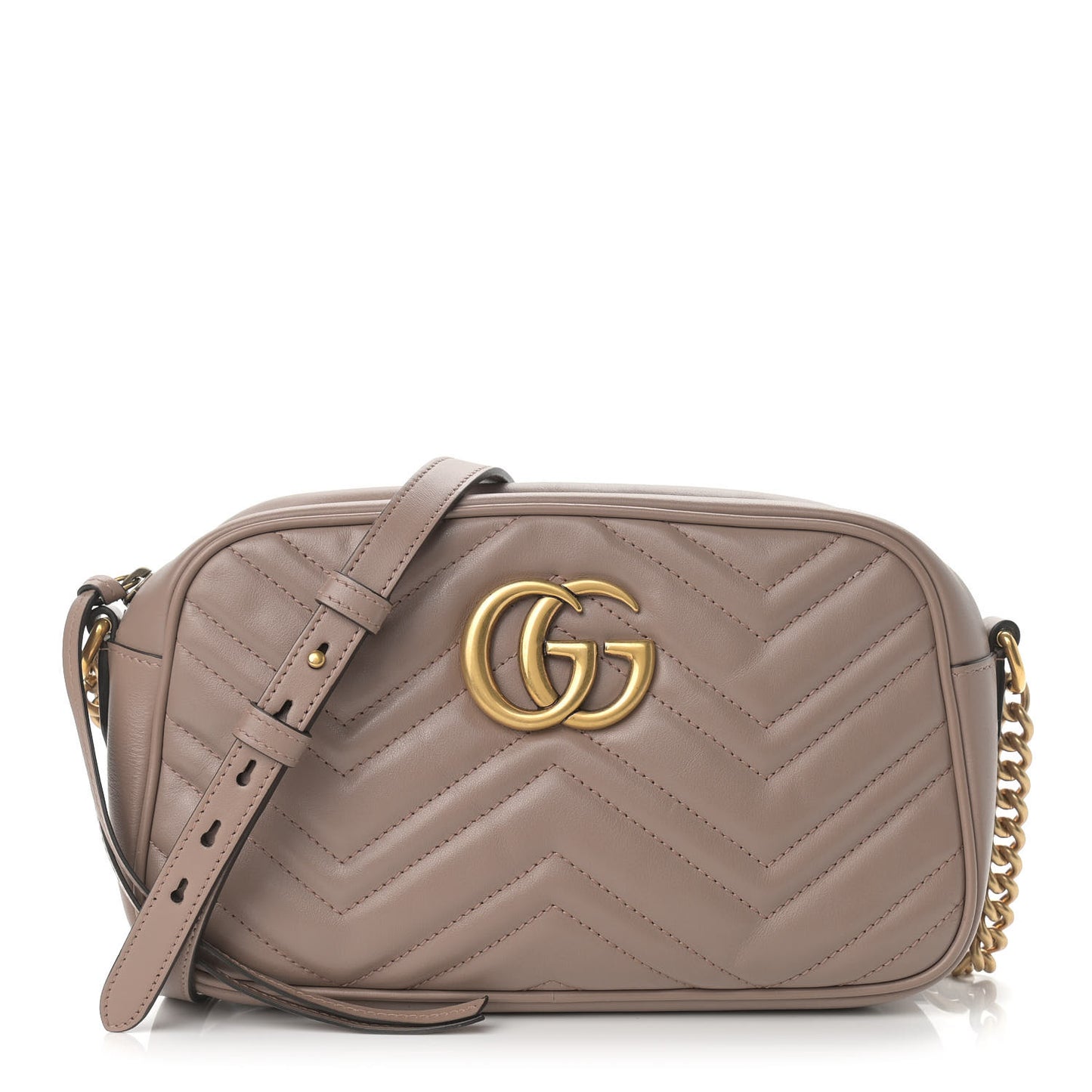 Calfskin Matelasse Small GG Marmont Chain Shoulder Bag Porcelain Rose